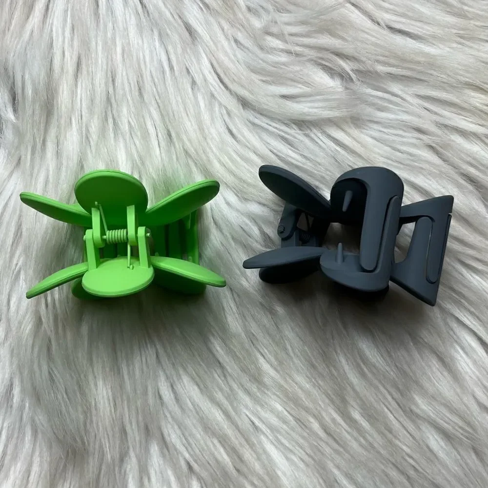 Altar'd State Flower Hair Clips Grey and Green Set